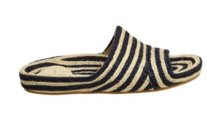 Estilo Emporio Woven Jute Flat Slide - Navy / Natural Stripe - LUXAMORE AUSTRALIA